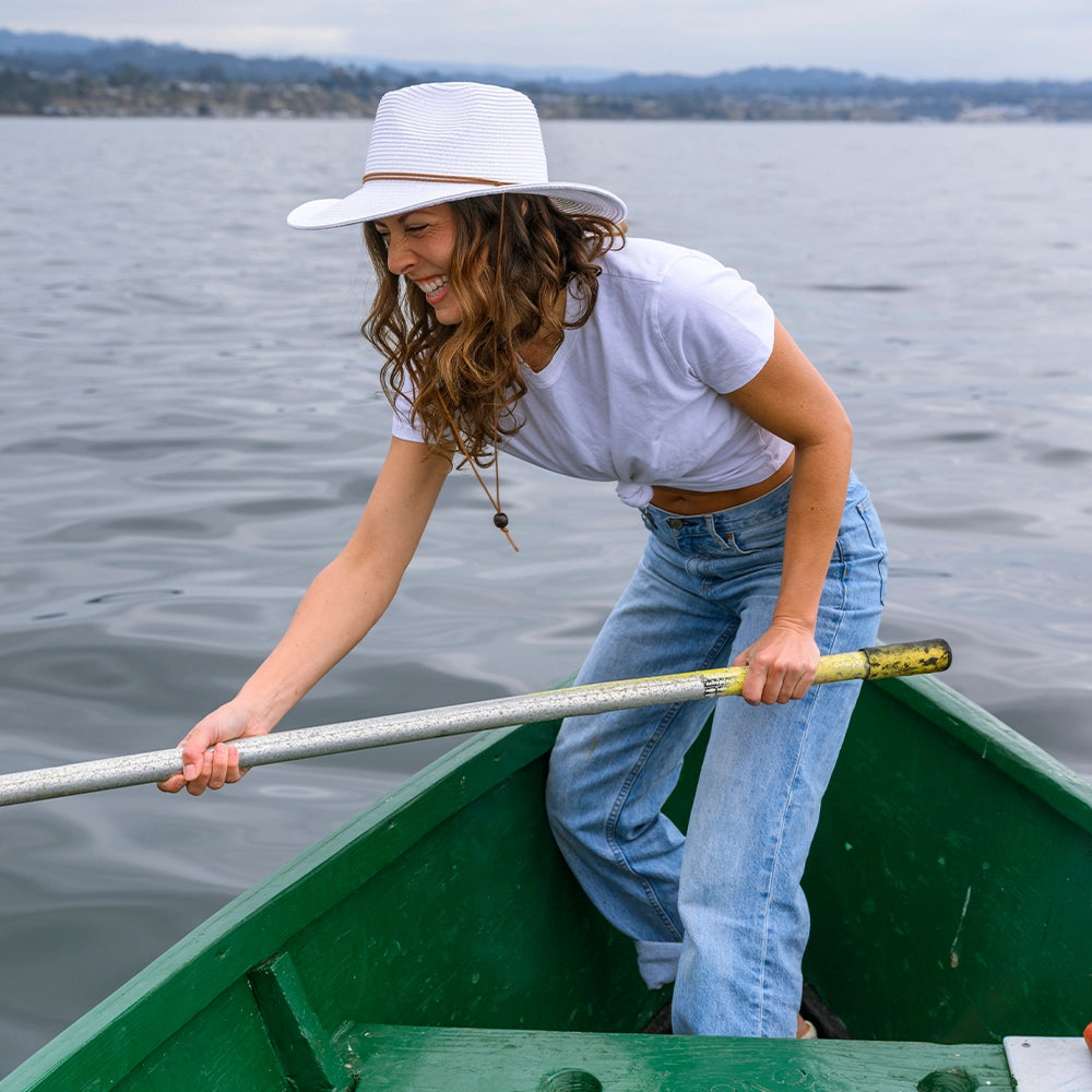 Felix | Womens White Wide Brim Straw Sun Hat