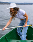Felix | Womens White Wide Brim Straw Sun Hat