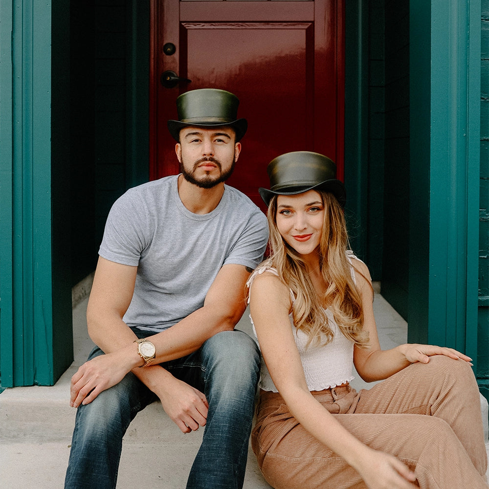 Hampton | Mens London Green Leather Top Hat