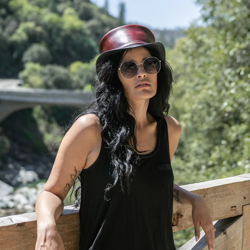 Hampton | Womens Napa Vino Leather Top Hat