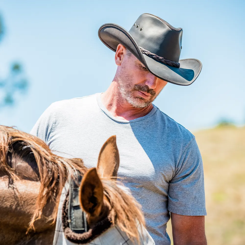 Hollywood | Mens Leather Cowboy Hat