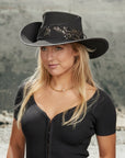 Hook | Womens Black Suede Leather Cavalier Hat