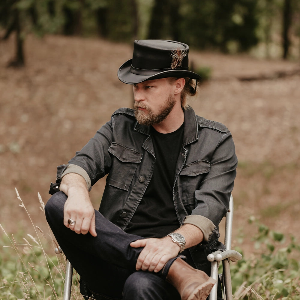 Marlow LT | Mens Leather Top Hat with LT Hat Band