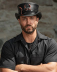 Marlow Lil Evil | Mens Leather Top Hat with Lil Evil Hat Band