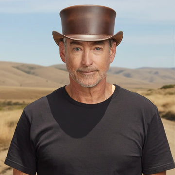 Marlow | Mens Brown Leather Top Hat