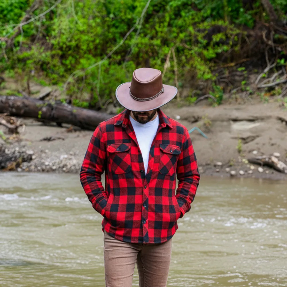 Midnight Rider | Mens Chestnut Leather Outback Hat – American Hat