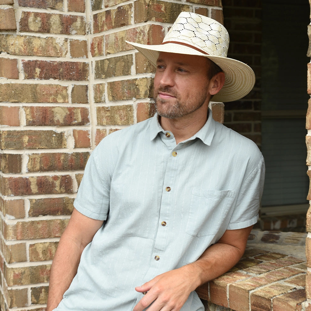 Mira | Mens Ivory Glazed Two Tone Toyo Straw Outback Hat