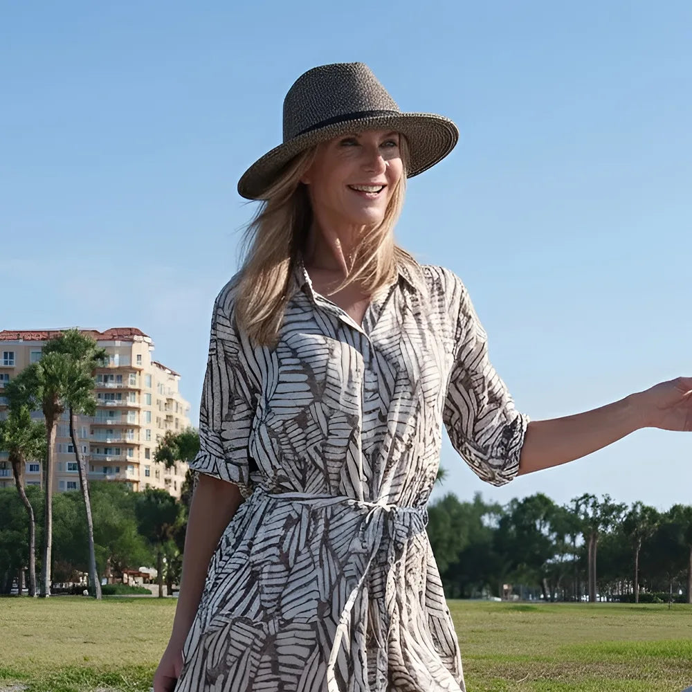 Nero | Womens Two-Tone Woven Straw Fedora Hat