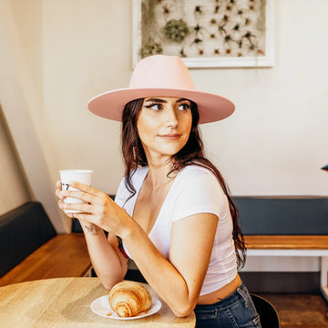 Rancher | Womens Cotton Candy Pink Wide Brim Felt Fedora Hat