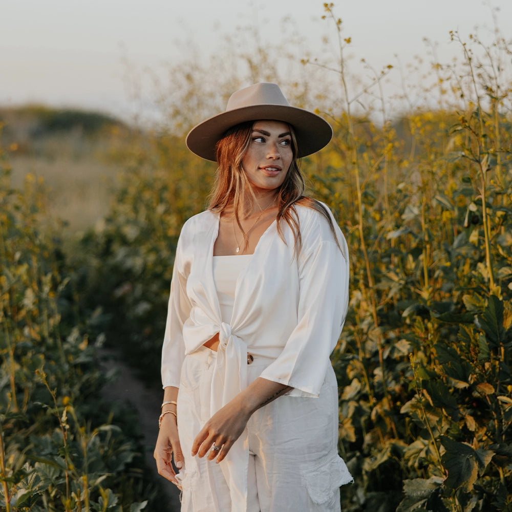 Rancher | Womens Sand Wide Brim Felt Fedora Hat