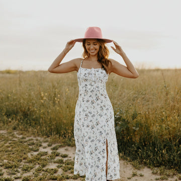 Rancher | Womens Soft Pink Wide Brim Felt Fedora Hat