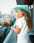 Rancher | Womens Turquoise Wide Brim Felt Fedora Hat