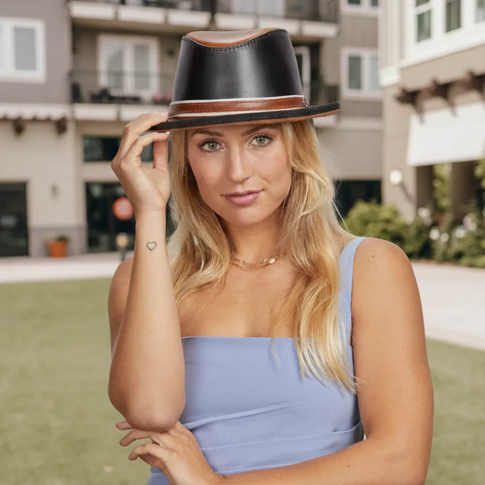 Rocky | Womens Leather Fedora Hat