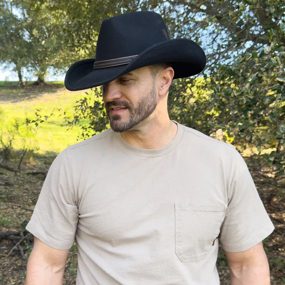 Showdown | Mens Black Wool Felt Crushable Western Outback Cowboy Hat