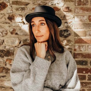 Soho | Womens Black Trilby Leather Fedora Hat