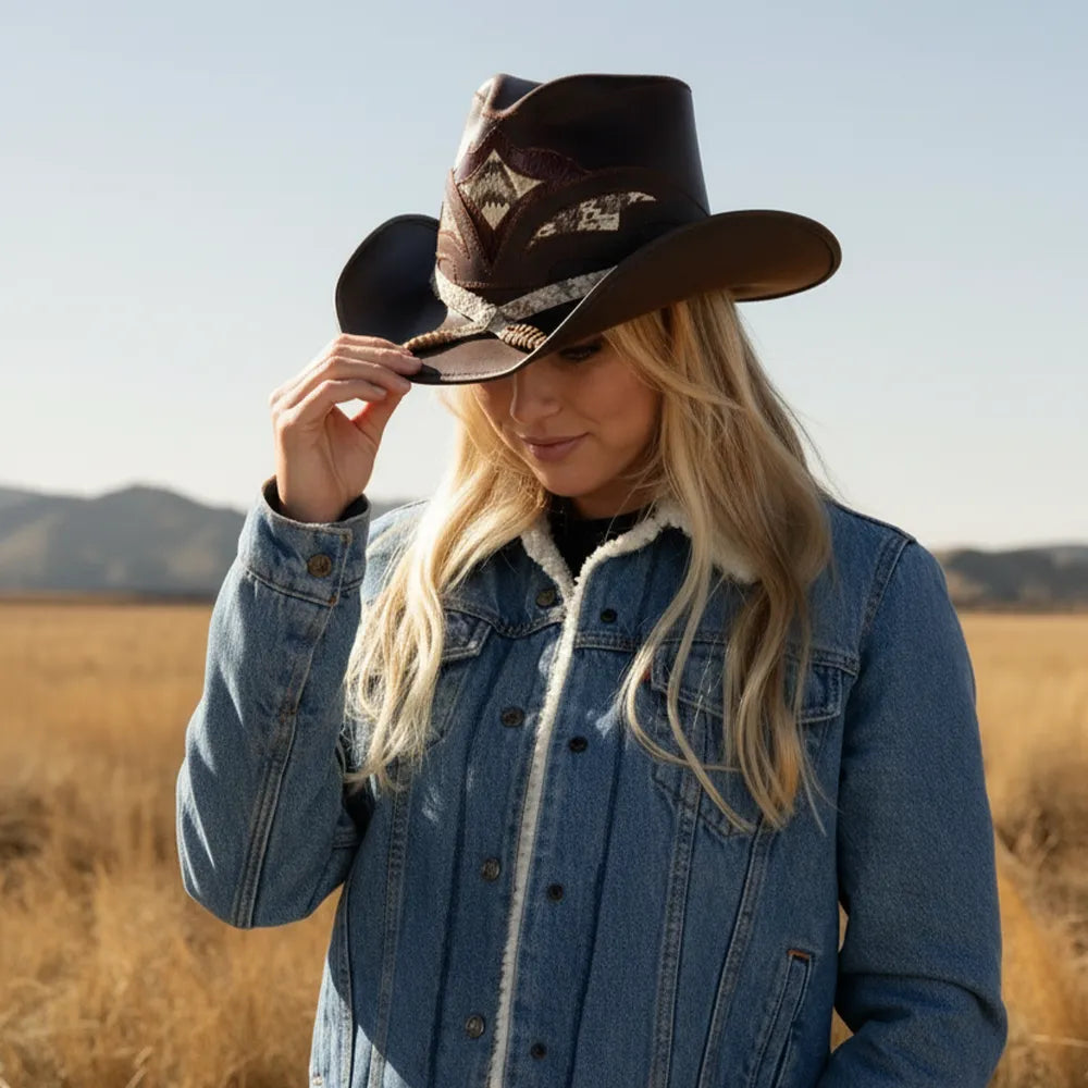Storm | Womens Leather and Rattlesnake Cowgirl Hat
