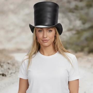 Stovepiper | Womens Black Leather Stovepipe Top Hat