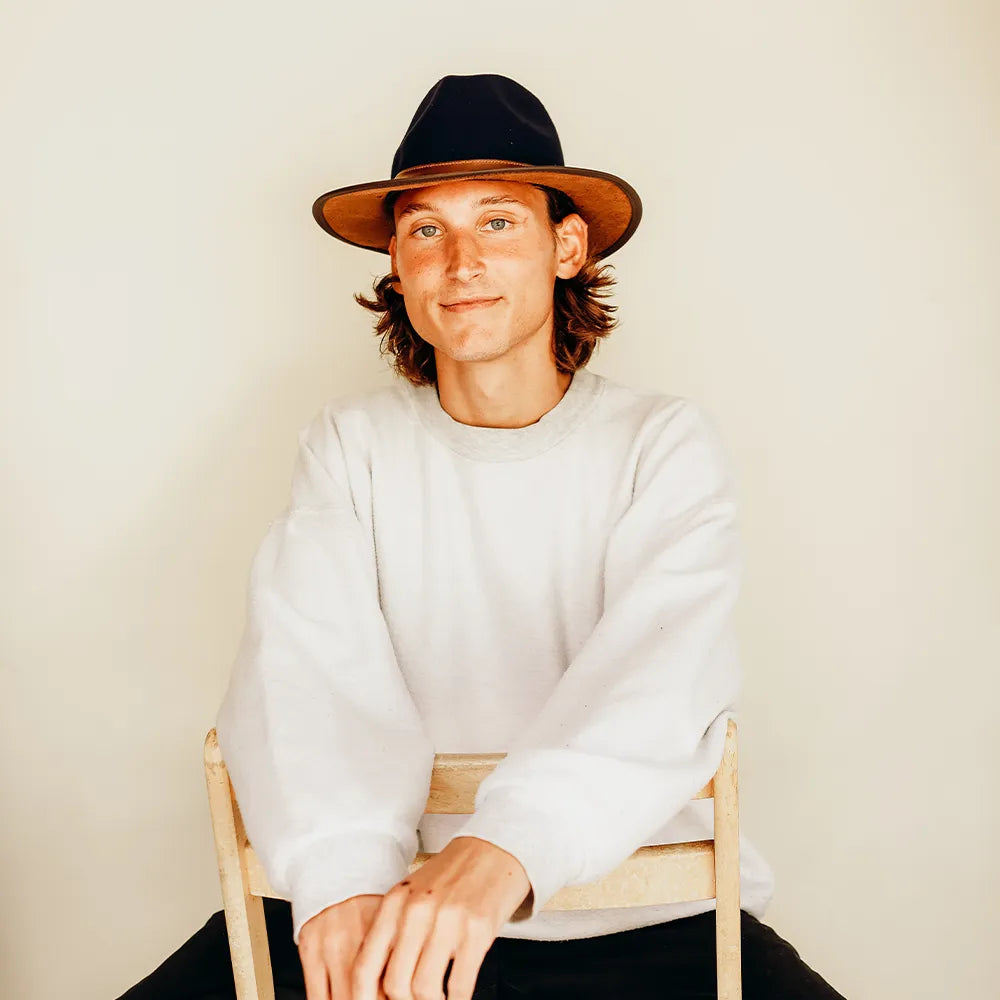 Summit | Mens Coal Felt Leather Fedora Hat