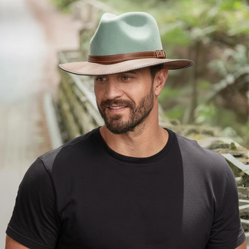 Summit | Mens Sage Felt Leather Fedora Hat