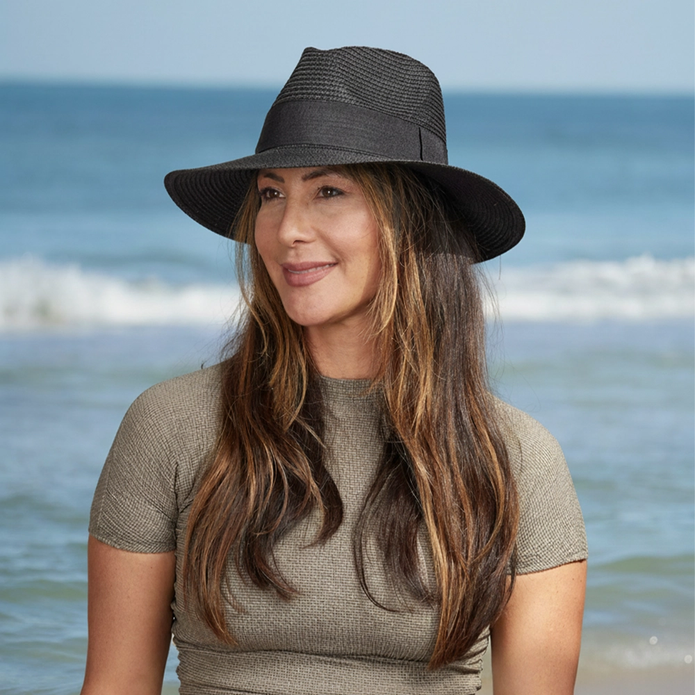 Afternoon | Womens Black Fedora Straw Hat
