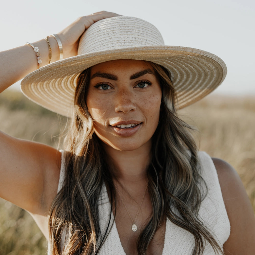 Capri | Womens Ivory Wide Brim Straw Sun Hat