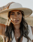 Capri | Womens Ivory Wide Brim Straw Sun Hat