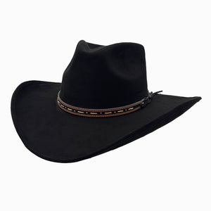 Ace High | Womens Black Suede Teardrop Crown Rancher Cowgirl Hat