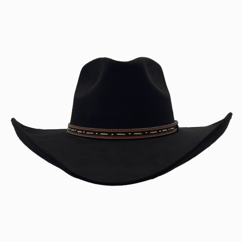 Ace High | Mens Black Suede Teardrop Crown Rancher Cowboy Hat