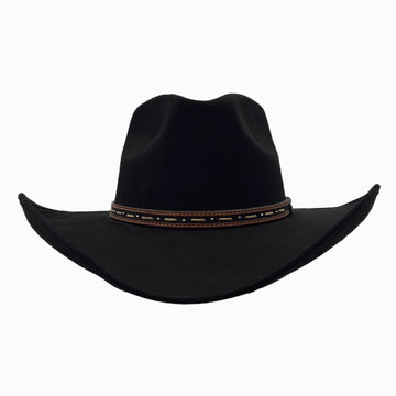 Ace High | Mens Black Suede Teardrop Crown Rancher Cowboy Hat