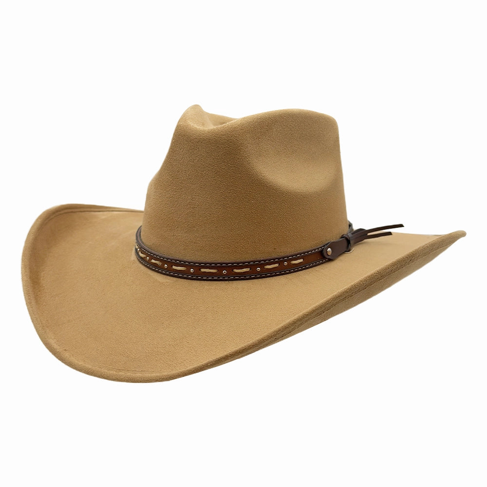 Ace High | Womens Camel Suede Teardrop Crown Rancher Cowgirl Hat