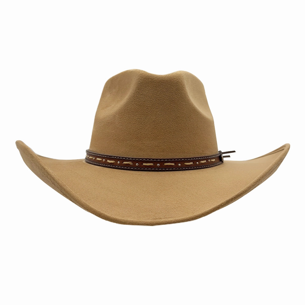 Ace High | Womens Camel Suede Teardrop Crown Rancher Cowgirl Hat