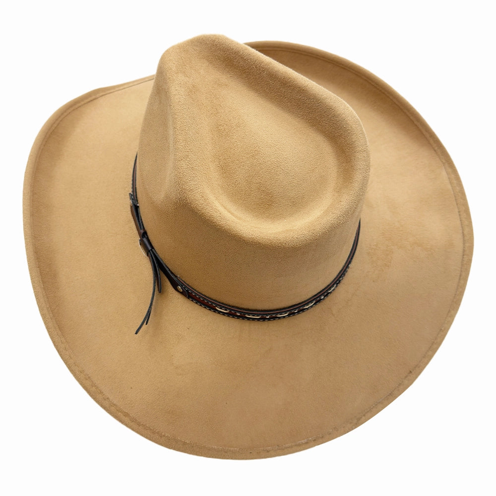 Ace High | Womens Camel Suede Teardrop Crown Rancher Cowgirl Hat