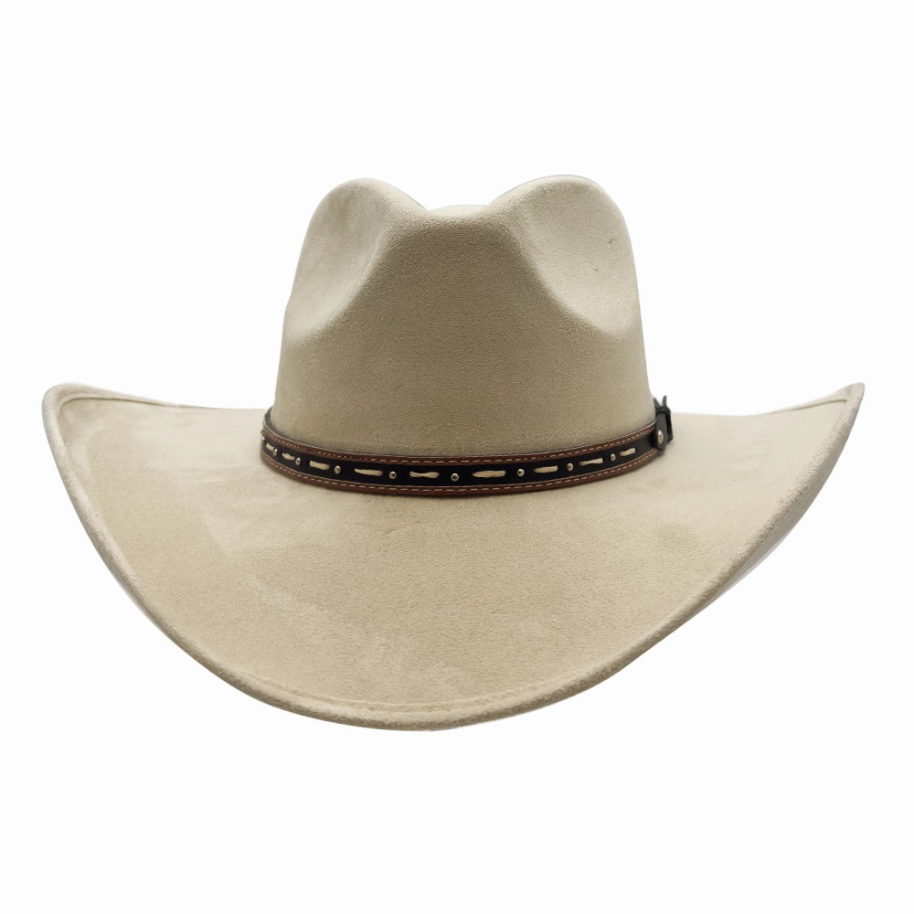 Ace High | Mens Cream Suede Teardrop Crown Rancher Cowboy Hat