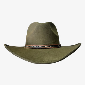 Ace High | Womens Olive Suede Teardrop Crown Rancher Cowgirl Hat