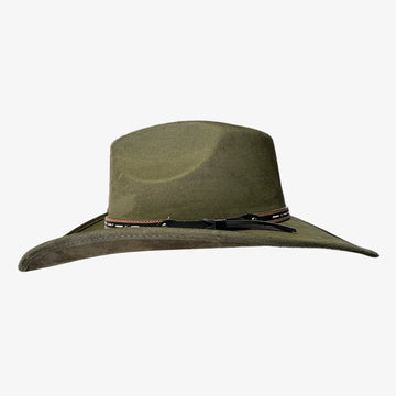 Ace High | Womens Olive Suede Teardrop Crown Rancher Cowgirl Hat