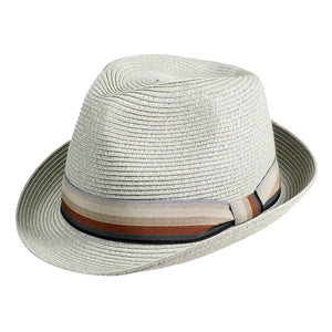 Alex | Mens Gray Teardrop Straw Fedora Hat