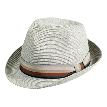 Alex | Mens Gray Teardrop Straw Fedora Hat