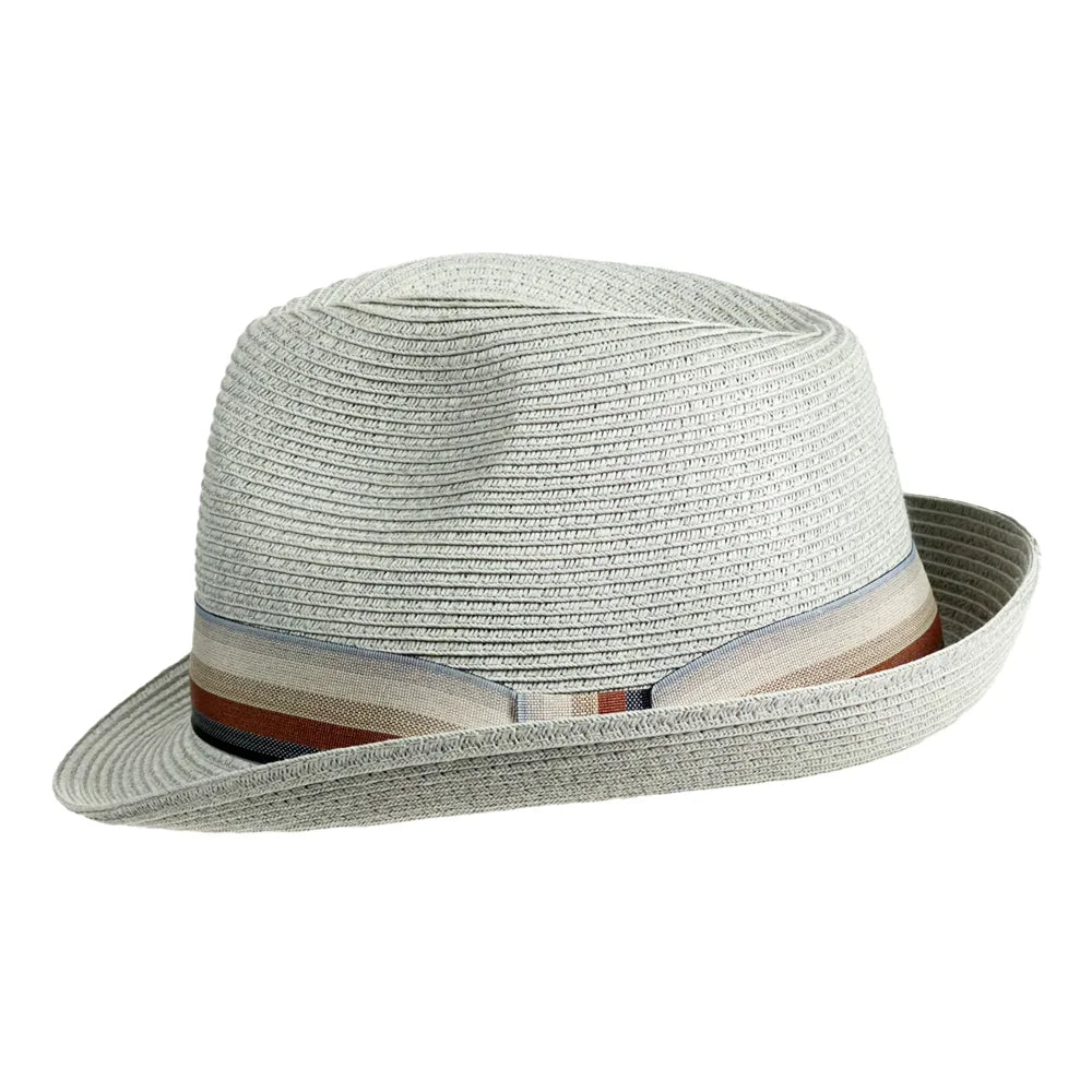 Alex | Mens Gray Teardrop Straw Fedora Hat