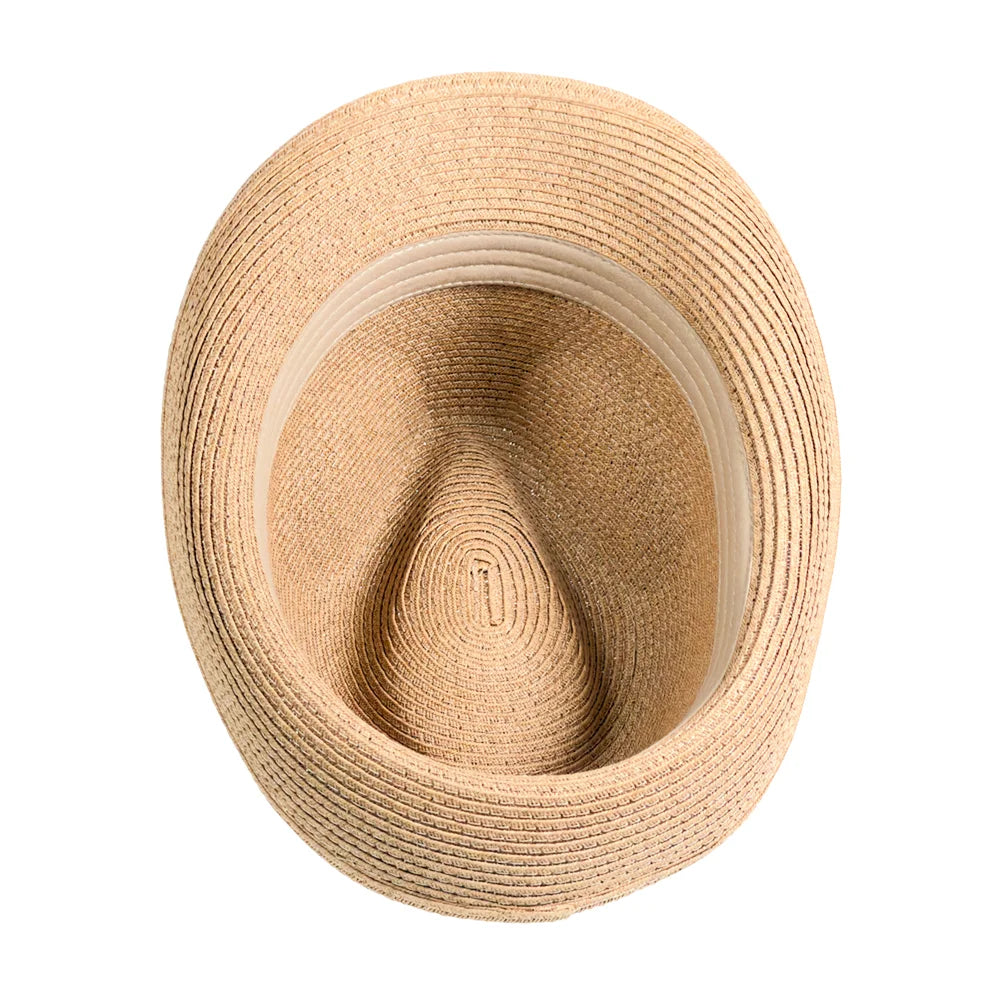 Alex | Womens Tan Teardrop Straw Fedora Hat