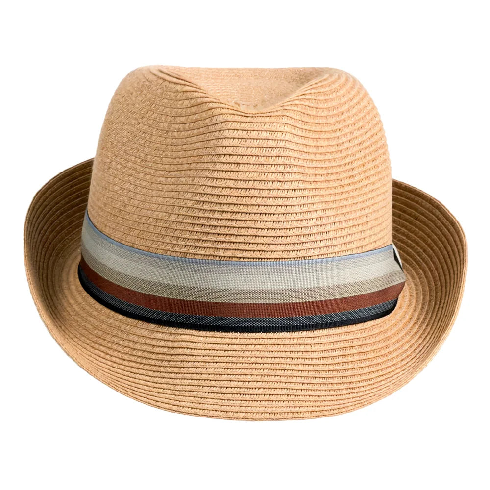 Alex | Womens Tan Teardrop Straw Fedora Hat