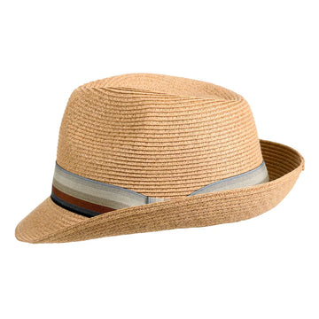 Alex | Womens Tan Teardrop Straw Fedora Hat