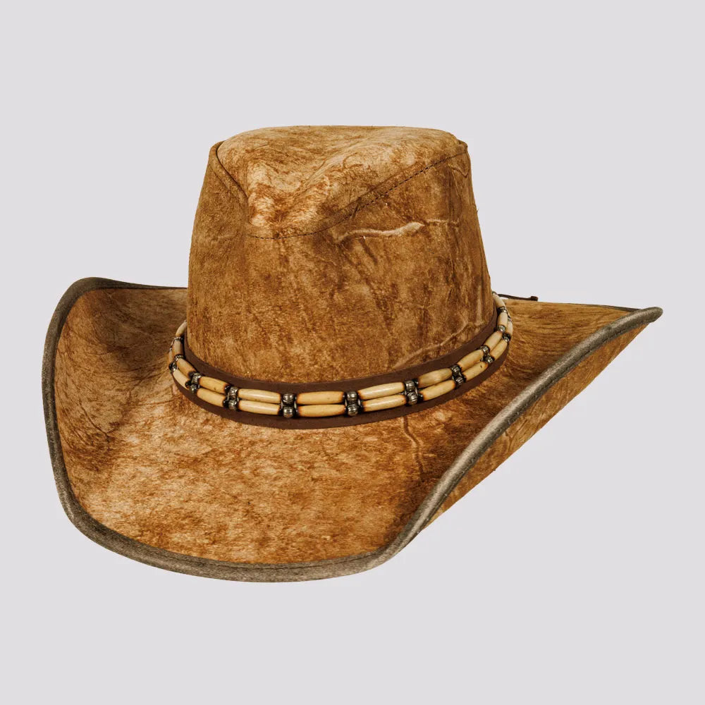 Ambush | Mens Jurassic Leather Outback Hat with Bead Trim