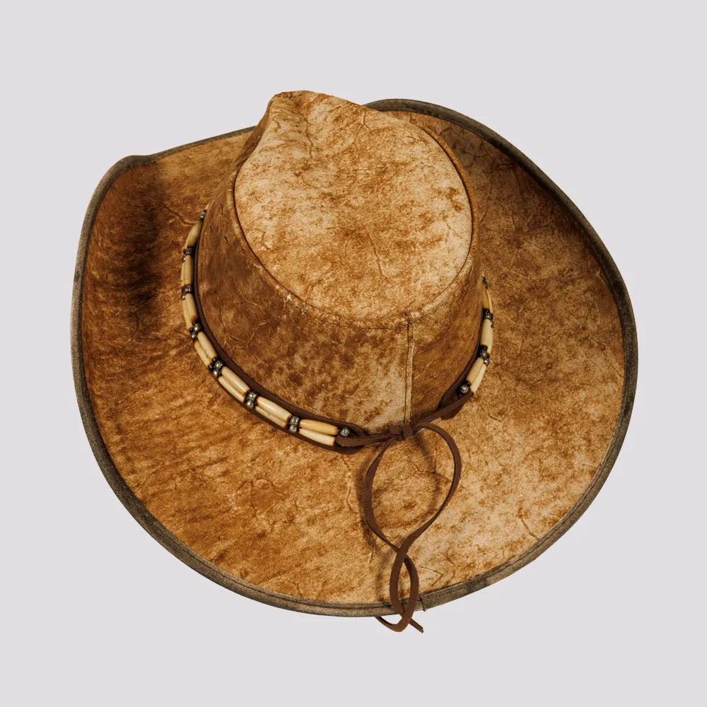 Ambush | Mens Leather Outback Hat with Bead Trim