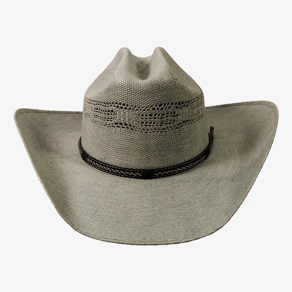 American Maverick | Mens Gray Vented Crown Bangora Straw Cowboy Hat