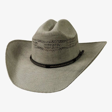 American Maverick | Mens Gray Vented Crown Bangora Straw Cowboy Hat