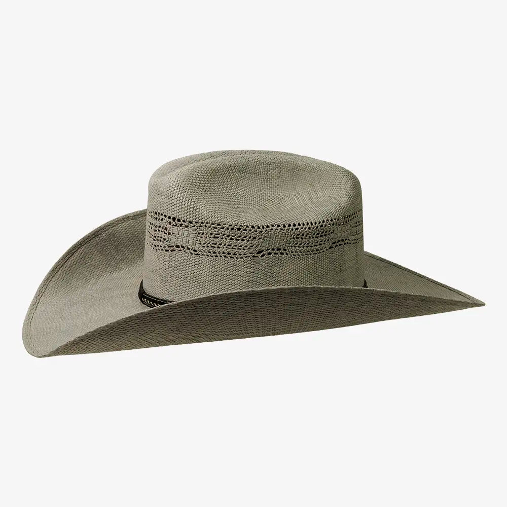 American Maverick | Mens Gray Vented Crown Bangora Straw Cowboy Hat