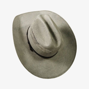 American Maverick | Mens Gray Vented Crown Bangora Straw Cowboy Hat
