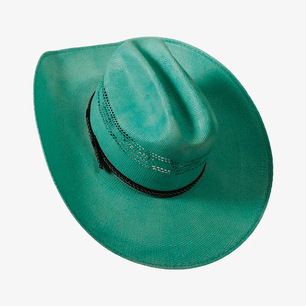 American Maverick | Mens Turquoise Vented Crown Bangora Straw Cowboy Hat