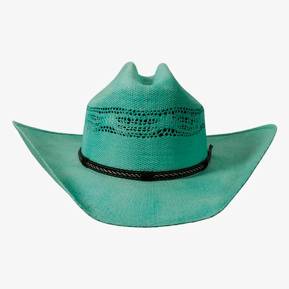 American Maverick | Mens Turquoise Vented Crown Bangora Straw Cowboy Hat