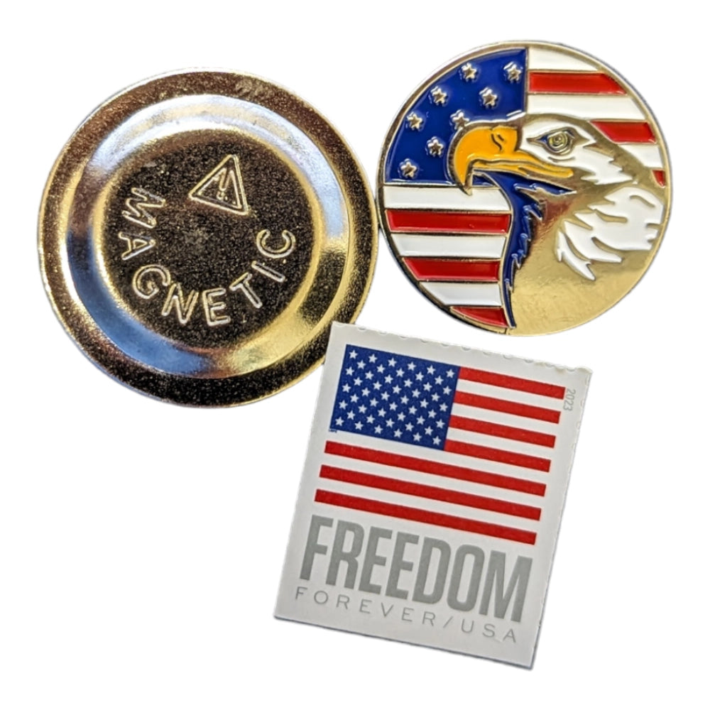 american flag eagle magnetic hat pin